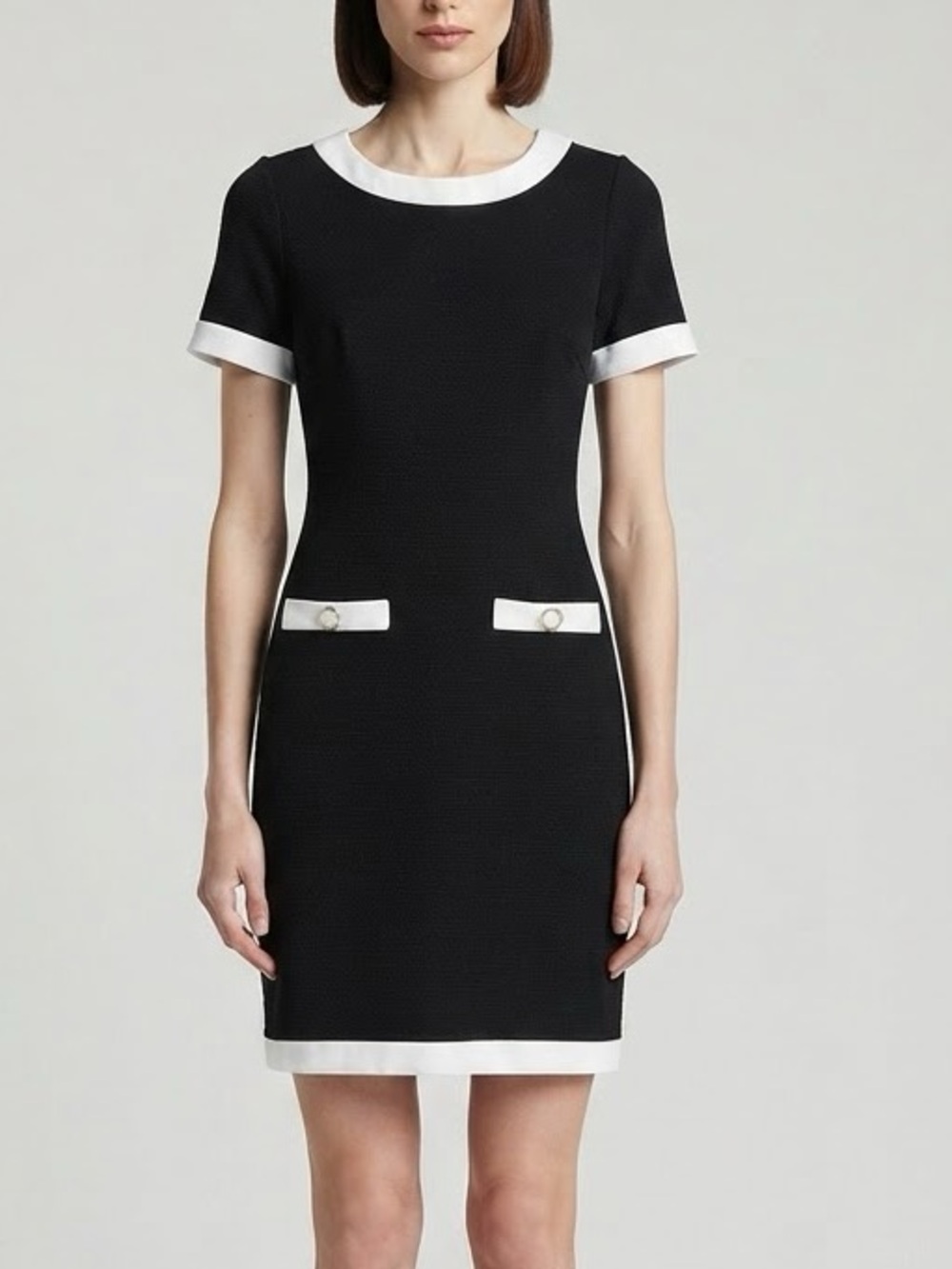 St. John Black Dress with White Trim